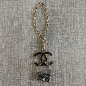 CC Flap Bag Pendant Bag Charm Metal with Enamel and Faux Pearl